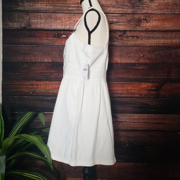 NWT American Eagle Outfitters Large White Denim Overall Dress Button Up Pockets - Picture 4 of 10